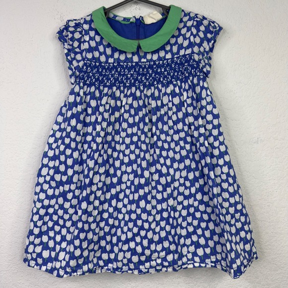 Mini Boden Other - Mini Boden Dress Girl 2-3Y Blue White Floral Cotton Smocked Cottagecore Coquette